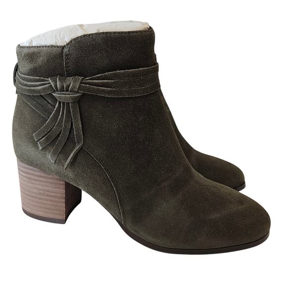 Violet & Red Jenn Suede Bootie Olive Green Women's 6 Boho Chic Fall Autumn - Picture 1 of 10